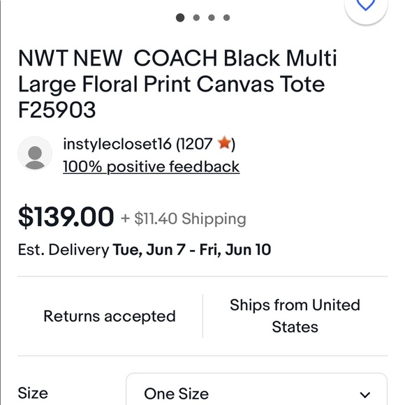 Beautiful Coach bag. this bag is on eBay for $139 I will match that price - Picture 14 of 16